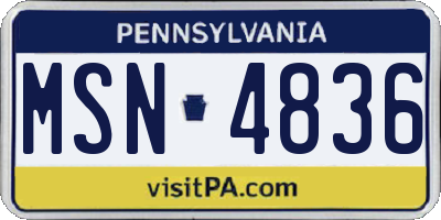 PA license plate MSN4836