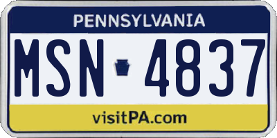 PA license plate MSN4837