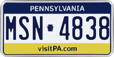 PA license plate MSN4838