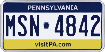 PA license plate MSN4842