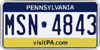 PA license plate MSN4843