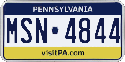 PA license plate MSN4844
