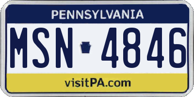 PA license plate MSN4846