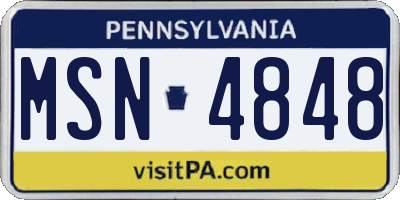 PA license plate MSN4848
