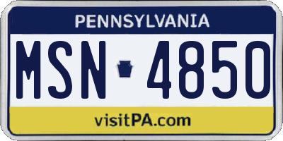 PA license plate MSN4850
