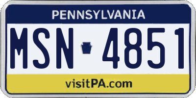PA license plate MSN4851