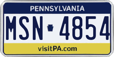 PA license plate MSN4854