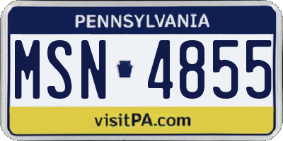 PA license plate MSN4855