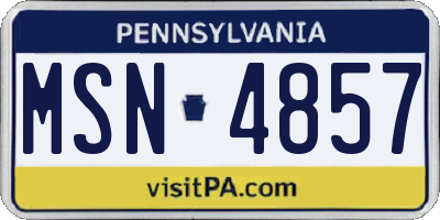 PA license plate MSN4857