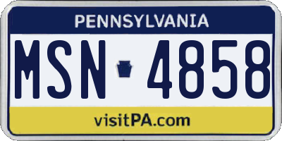 PA license plate MSN4858