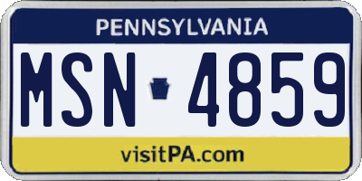 PA license plate MSN4859