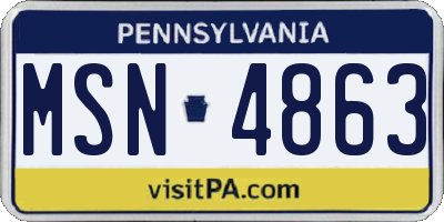 PA license plate MSN4863