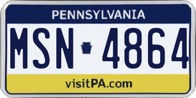 PA license plate MSN4864