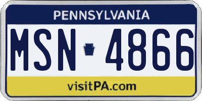 PA license plate MSN4866
