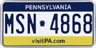 PA license plate MSN4868