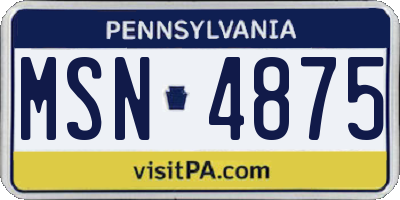 PA license plate MSN4875