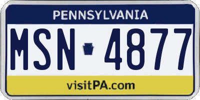 PA license plate MSN4877