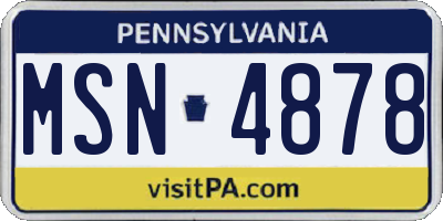 PA license plate MSN4878