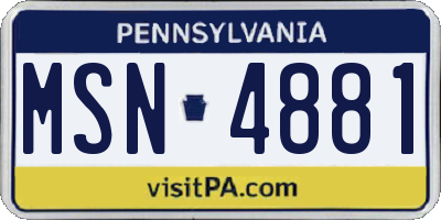 PA license plate MSN4881