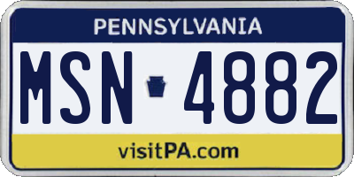 PA license plate MSN4882
