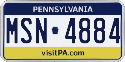 PA license plate MSN4884