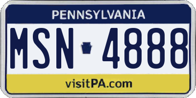 PA license plate MSN4888
