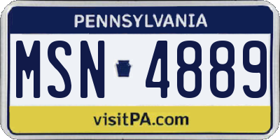 PA license plate MSN4889