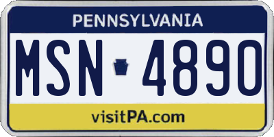 PA license plate MSN4890