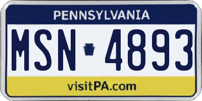 PA license plate MSN4893