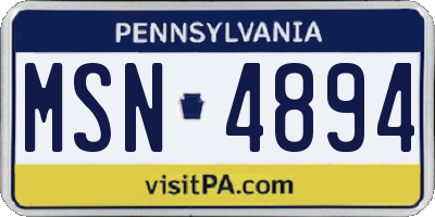 PA license plate MSN4894