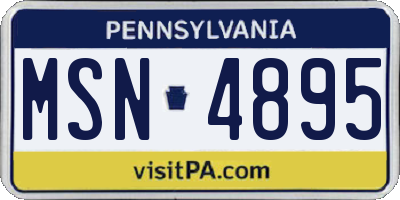PA license plate MSN4895