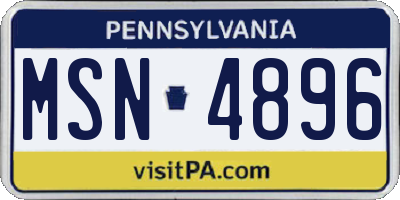 PA license plate MSN4896