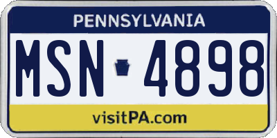PA license plate MSN4898