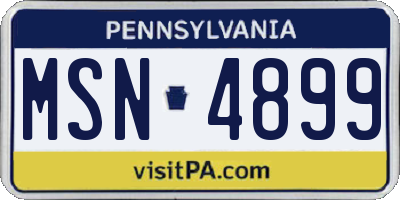 PA license plate MSN4899