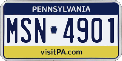 PA license plate MSN4901
