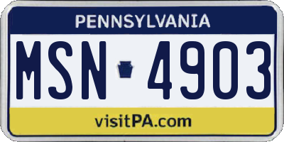 PA license plate MSN4903