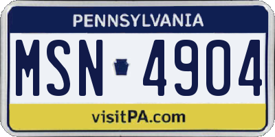 PA license plate MSN4904