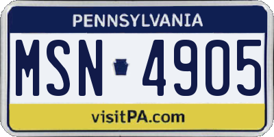 PA license plate MSN4905