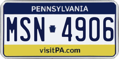 PA license plate MSN4906