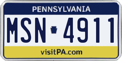 PA license plate MSN4911