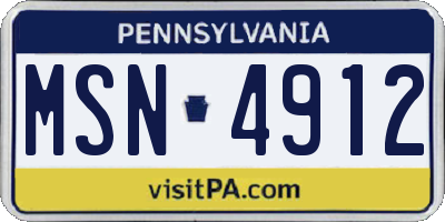 PA license plate MSN4912