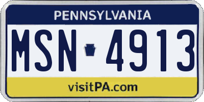 PA license plate MSN4913