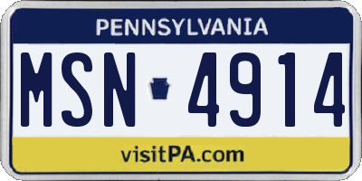 PA license plate MSN4914