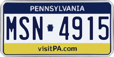 PA license plate MSN4915