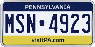 PA license plate MSN4923
