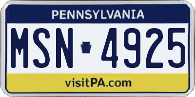 PA license plate MSN4925