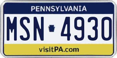 PA license plate MSN4930