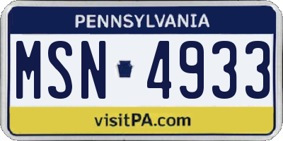 PA license plate MSN4933
