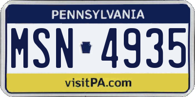 PA license plate MSN4935