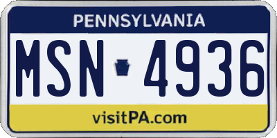 PA license plate MSN4936